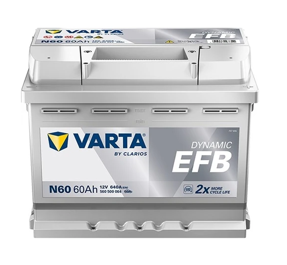 VARTA | Akü Blue Dynamic N60 Start-Stop EFB 12V 60Ah 640 CCA Varta 560500064